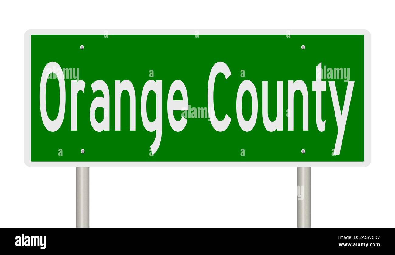 D'un rendu 3d vert panneau routier pour Orange County Banque D'Images