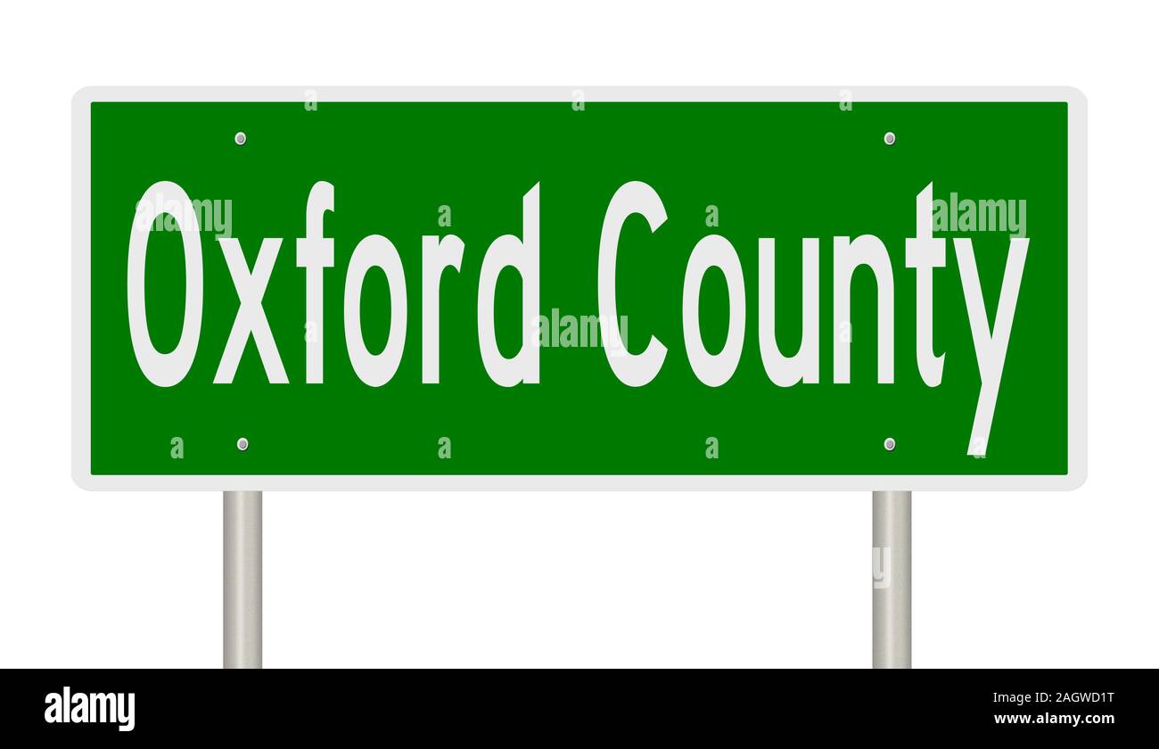 D'un rendu 3d vert panneau routier pour le comté d'Oxford Banque D'Images