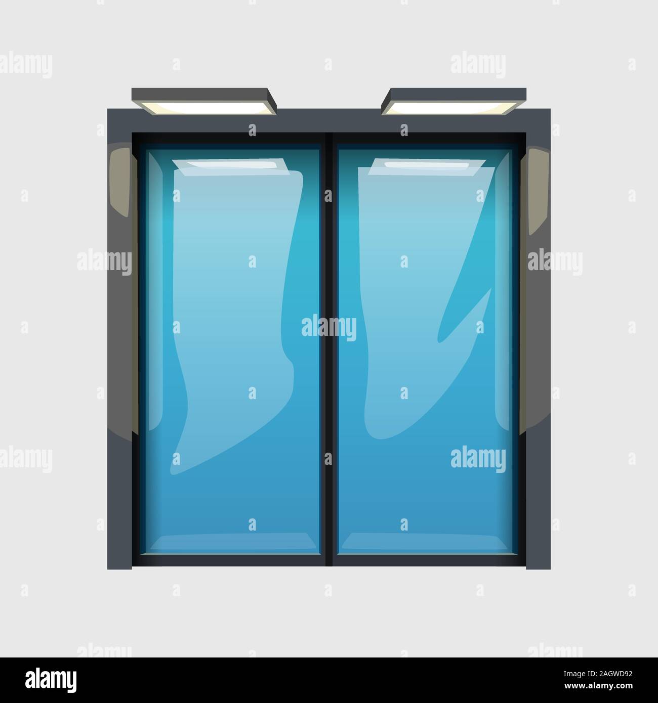 Portes en verre automatique avec cadre en métal Illustration de Vecteur