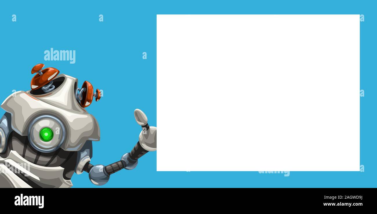 Robot mignon avec tableau blanc Illustration de Vecteur