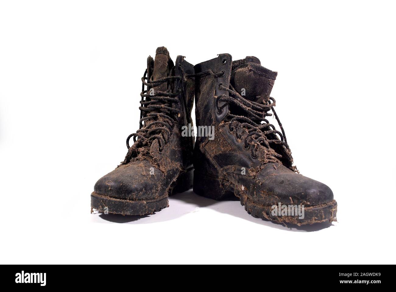 Ancien militaire de la seconde guerre mondiale les bottes en cuir.  Chaussures en cuir noir.(with Clipping Path Photo Stock - Alamy