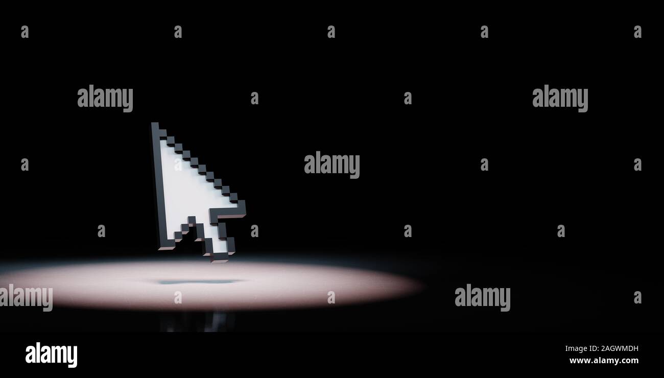 Le pointeur flèche couronnait pixélisé sur fond noir avec copie espace 3D Illustration Banque D'Images