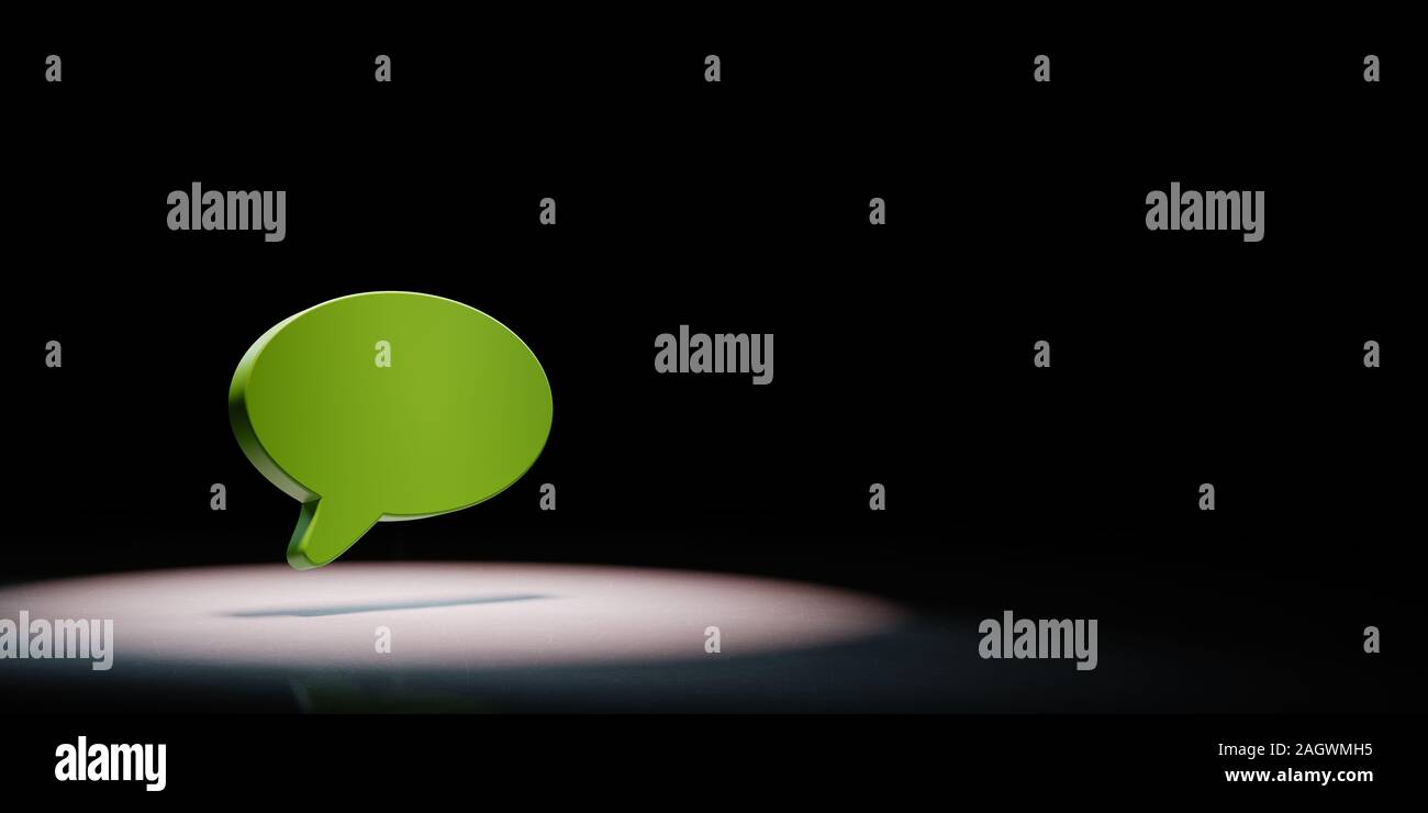 Une Bulle verte en lumière forme sur fond noir avec copie espace 3D Illustration Banque D'Images