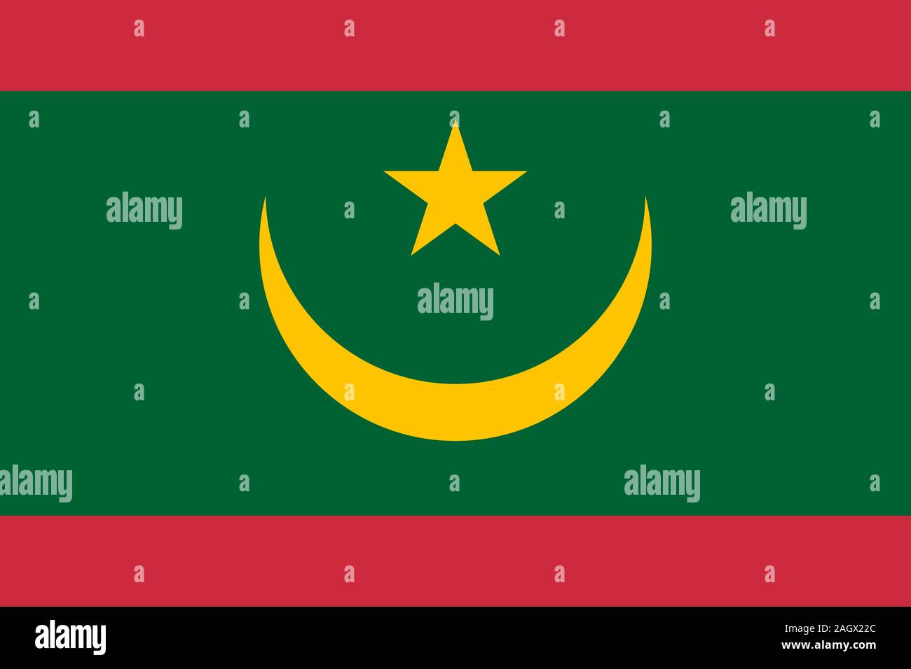 Grande télévision officielle drapeau de la Mauritanie l'horizontale Banque D'Images