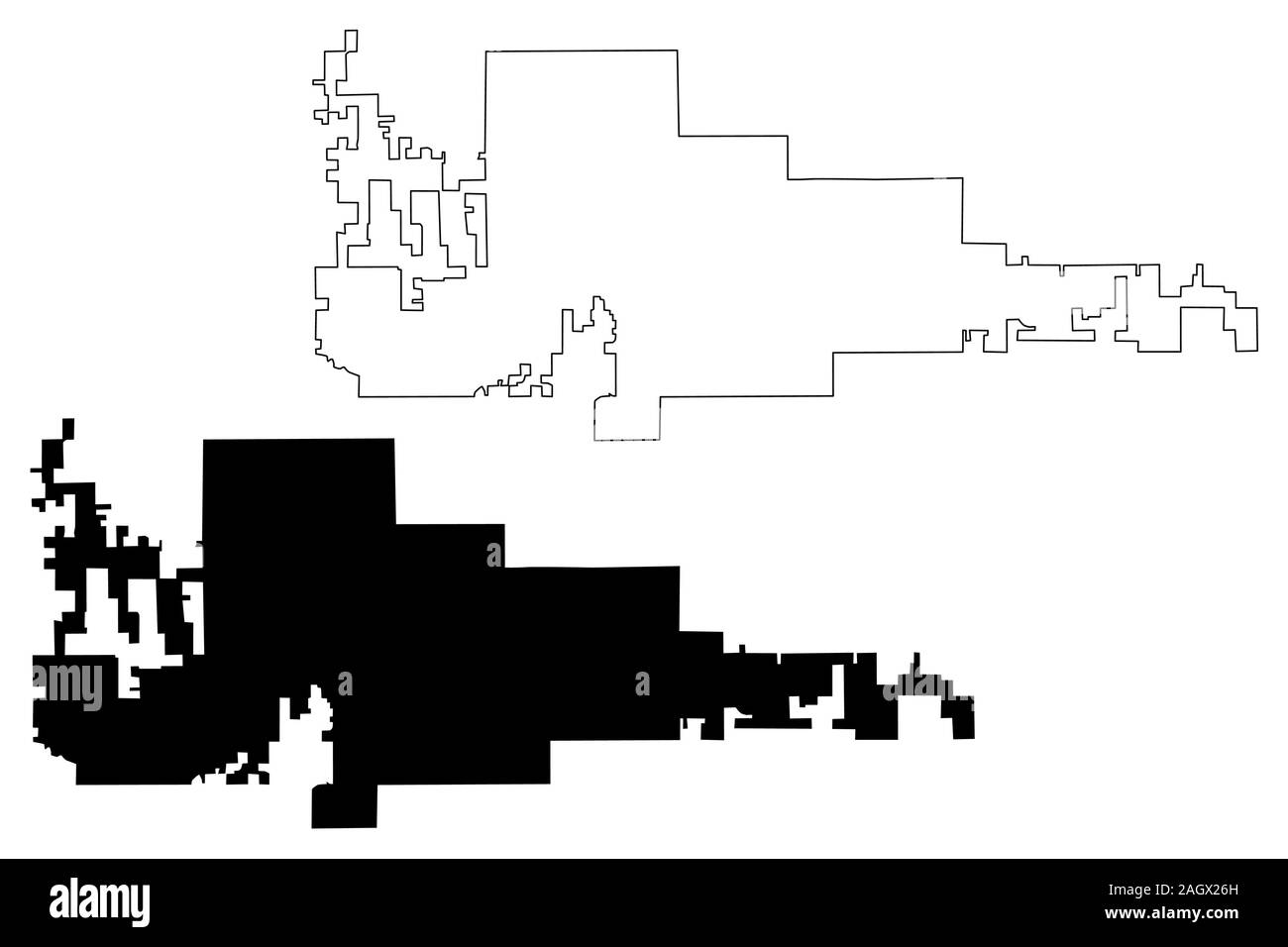 Lancaster City, Californie (États-Unis villes, United States of America, USA) site vector illustration, scribble sketch carte Ville de Lancaster Illustration de Vecteur