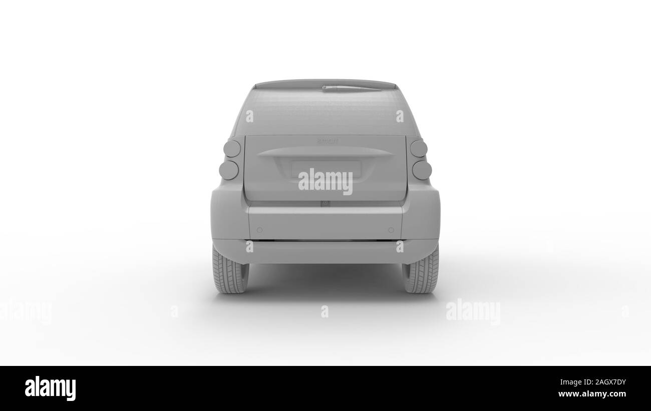 Le rendu 3D d'une petite voiture électrique urbaine ville isolé en fond blanc Banque D'Images