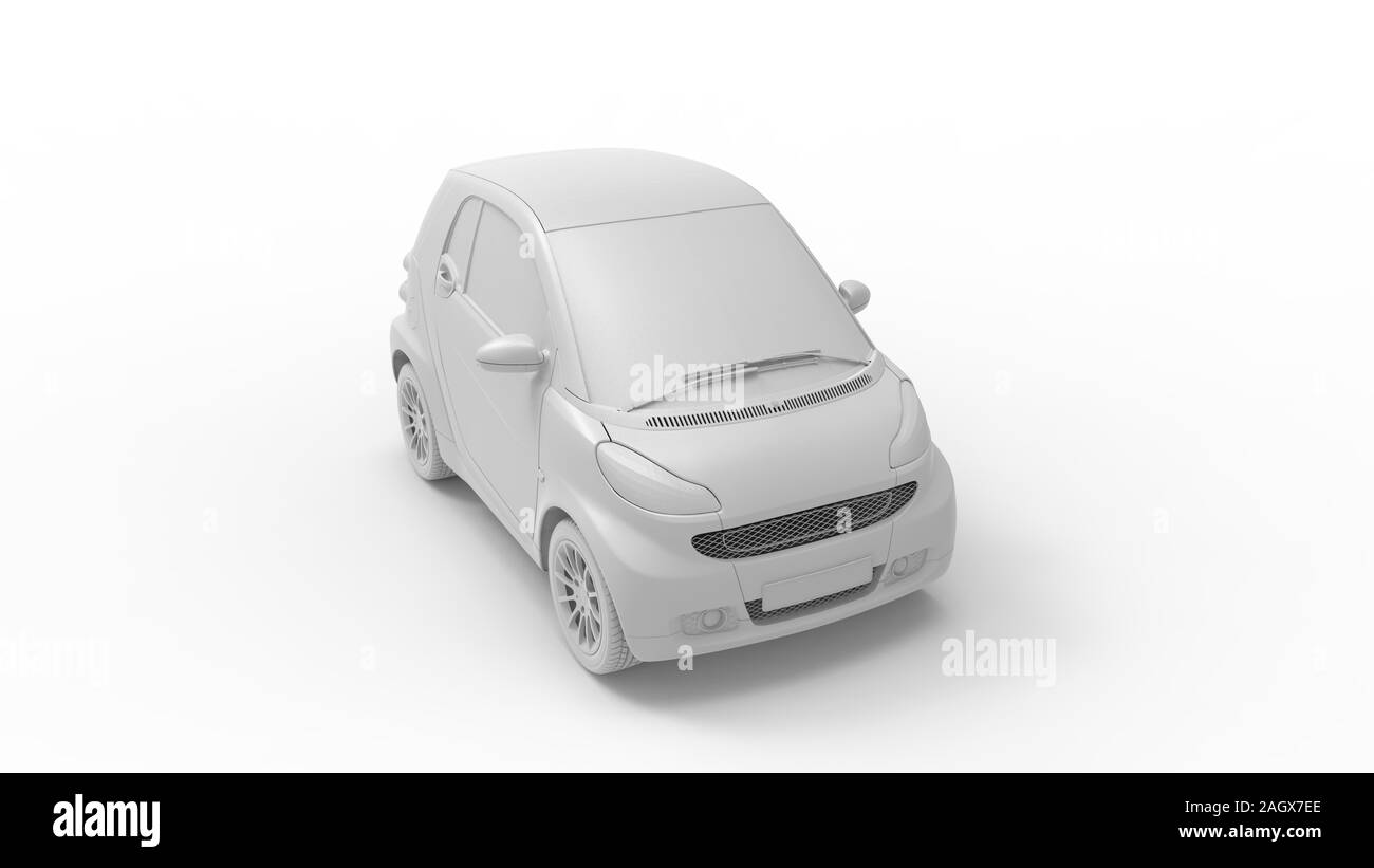 Le rendu 3D d'une petite voiture électrique urbaine ville isolé en fond blanc Banque D'Images