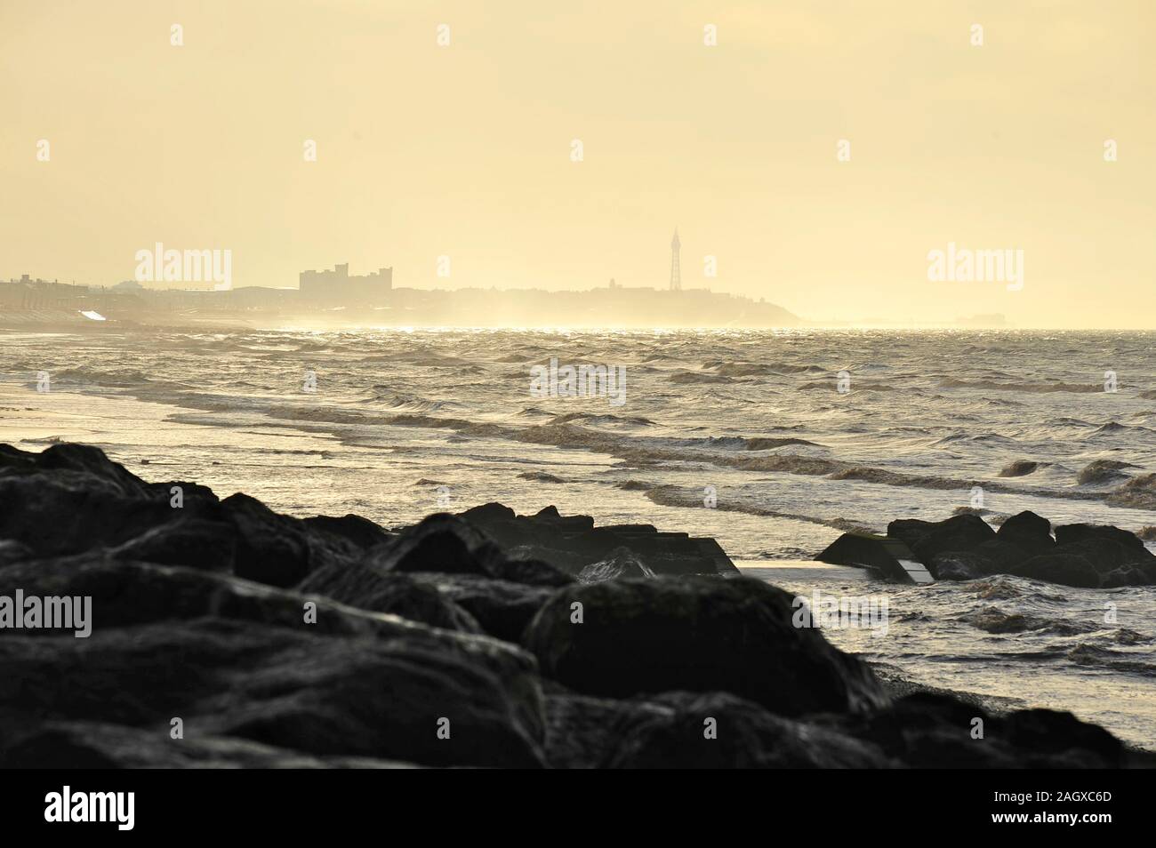 Blackpool vu depuis 5000 sur un jour ensoleillé venteux en hiver Banque D'Images