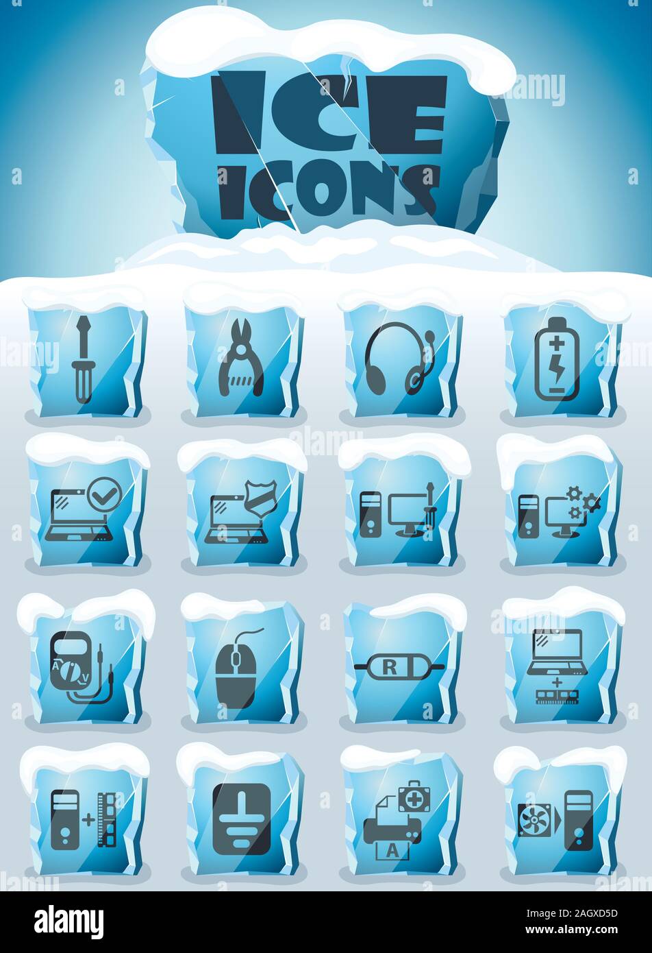Réparation ordinateur icon set Illustration de Vecteur