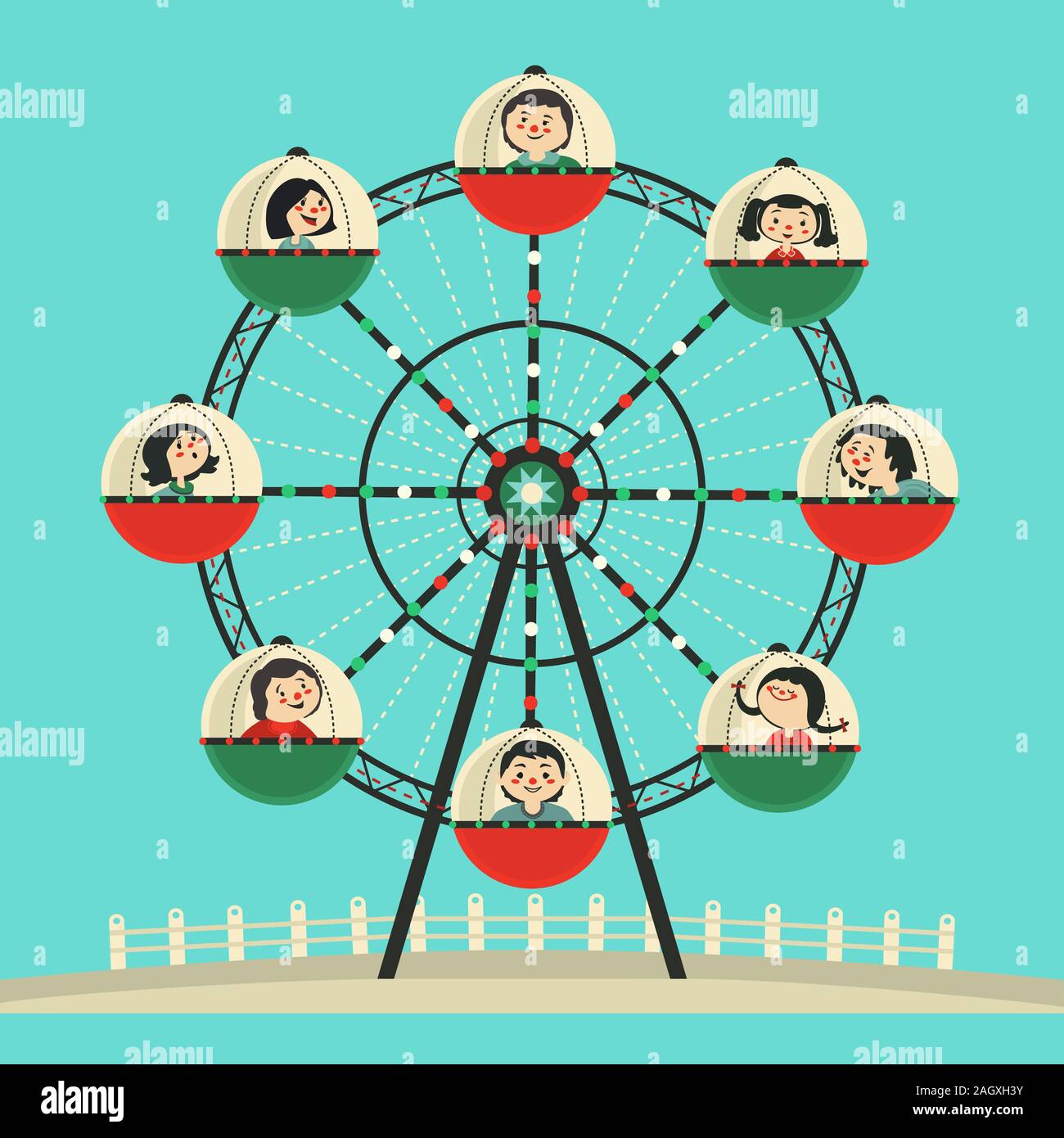 Happy kids ride Grande roue icône vecteur Illustration de Vecteur