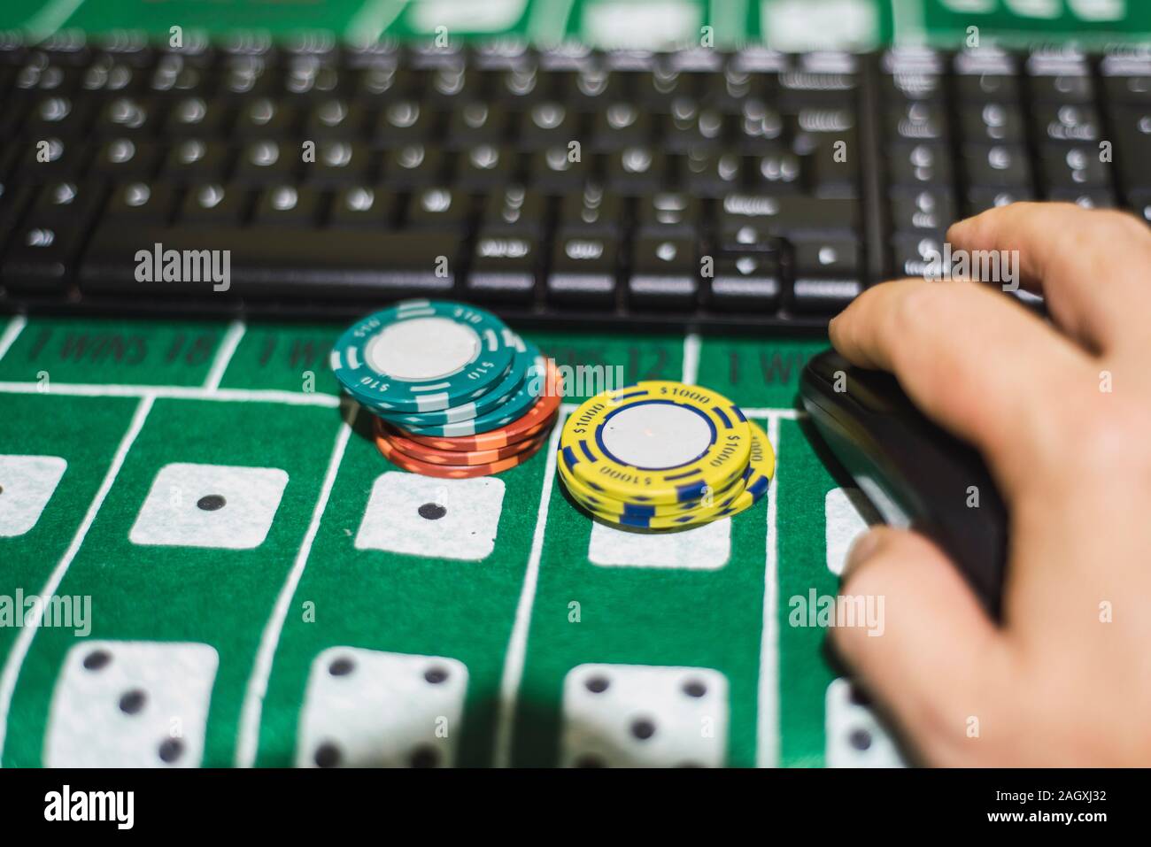 En ligne le jeu joueur place plaquettes Banque D'Images