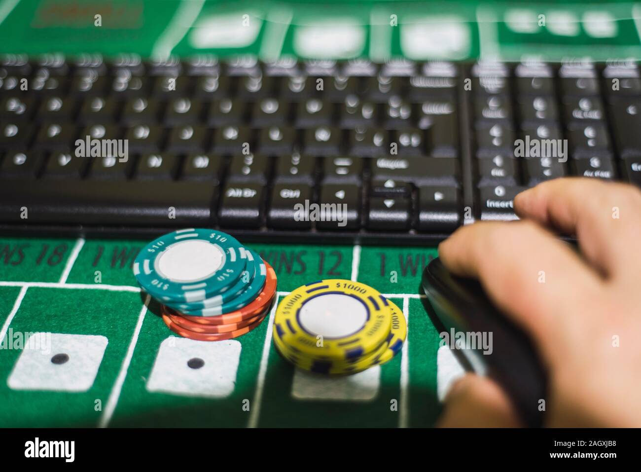En ligne le jeu joueur place plaquettes Banque D'Images