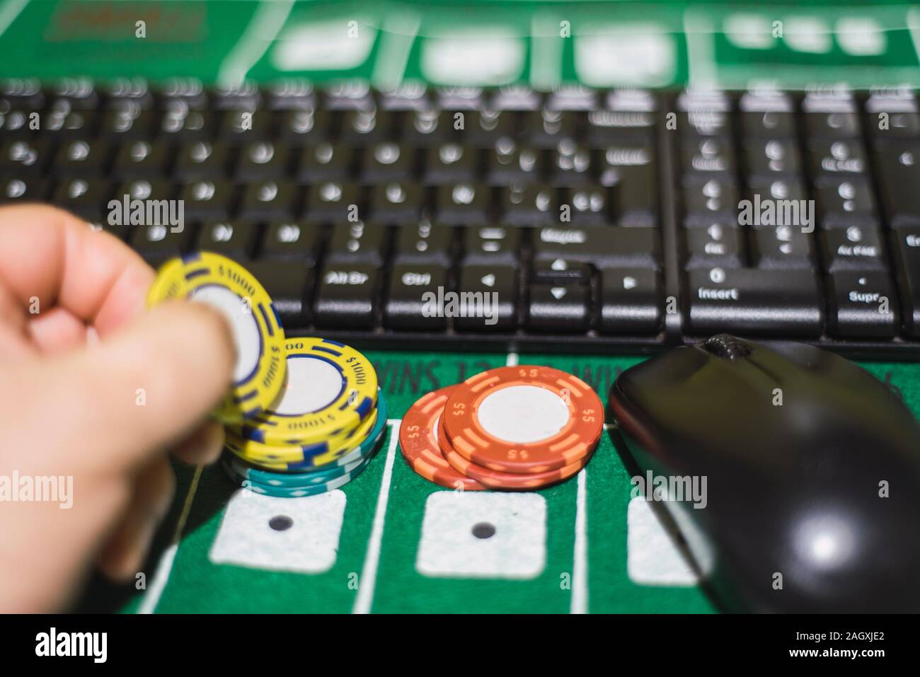 En ligne le jeu joueur place plaquettes Banque D'Images