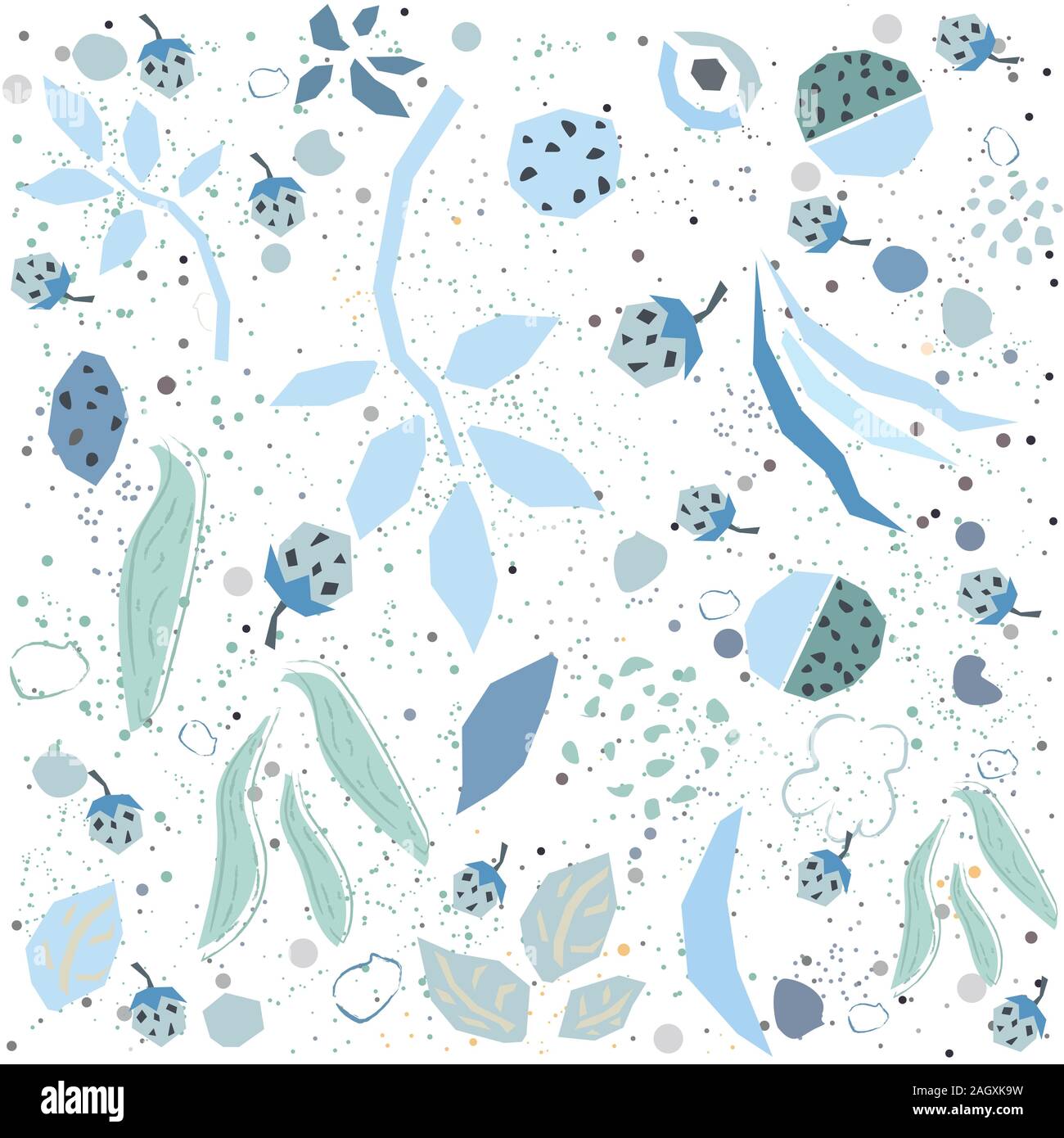 Avec motif transparent bleu pastel en forme géométrique des plantes sur dotted background. Motif répétitif. Vector Illustration Illustration de Vecteur