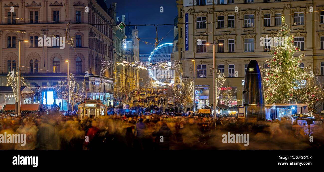 Namesti Svobody (place de la liberté) Marché de Noël, Brno, République Tchèque Banque D'Images
