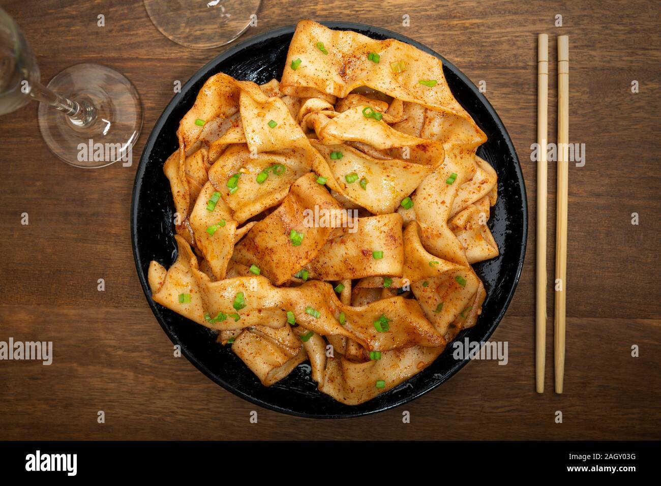 Nouilles Biangbiang cuisine traditionnelle de la province de Shaanxi en Chine Banque D'Images