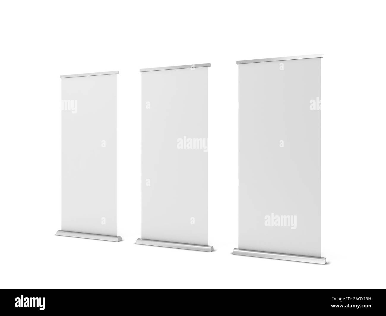 Roll up banner. 3d illustration isolé sur fond blanc Banque D'Images