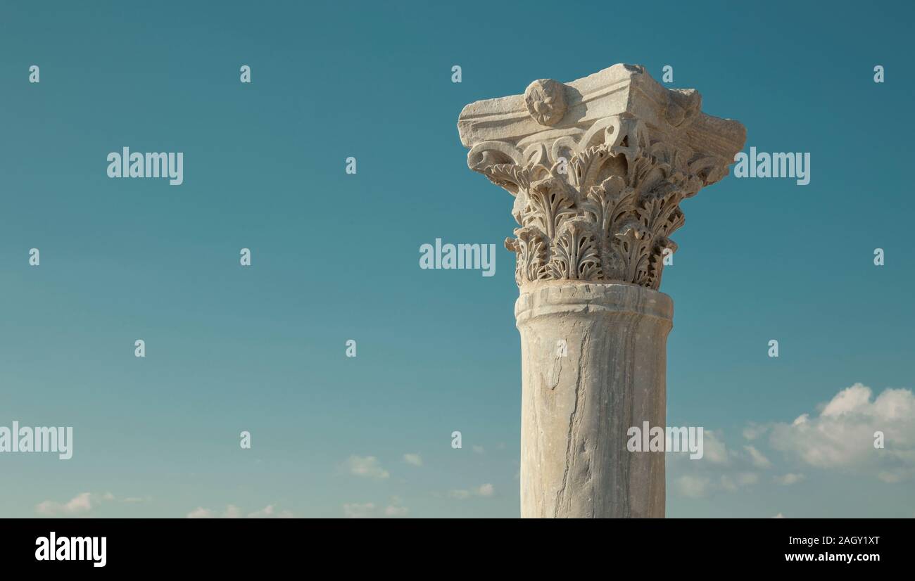 Colonne de ruines de Kourion, ville antique, Chypre Banque D'Images