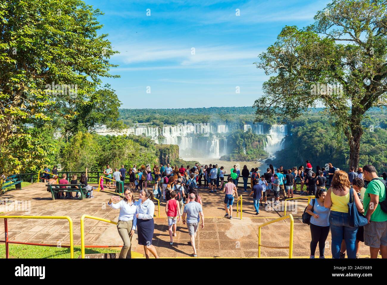 Le Brésil, l'Argentine - le 22 juin 2019 : Cascades de Foz de Iguazu Cataratas Banque D'Images