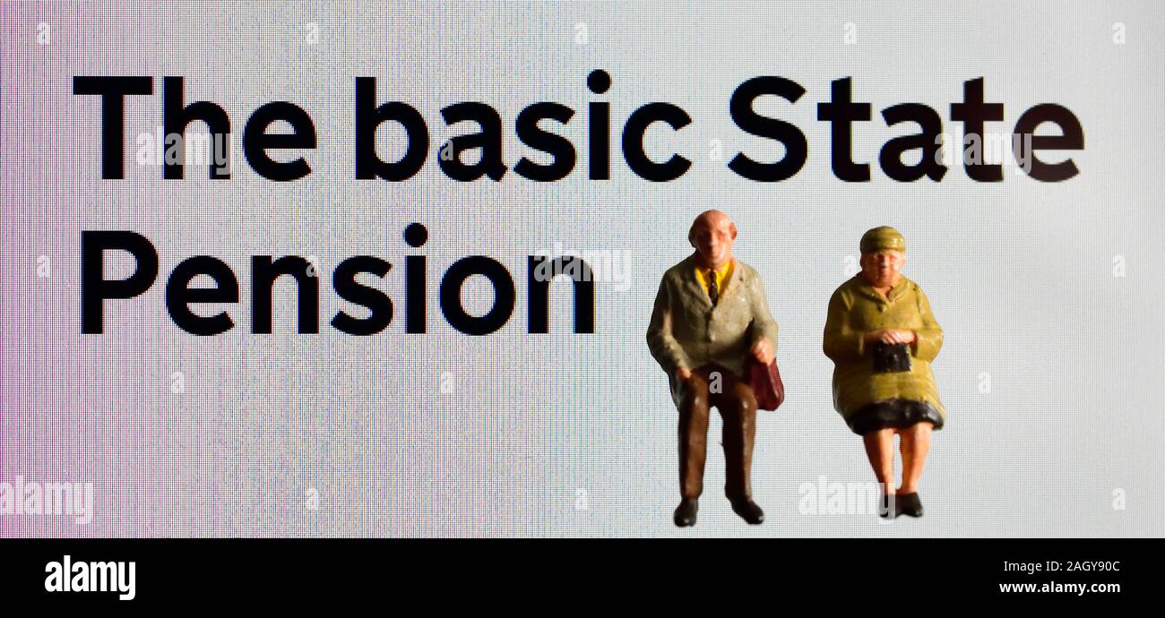 La retraite de base de l'état titre avec figurine miniature retraités Banque D'Images