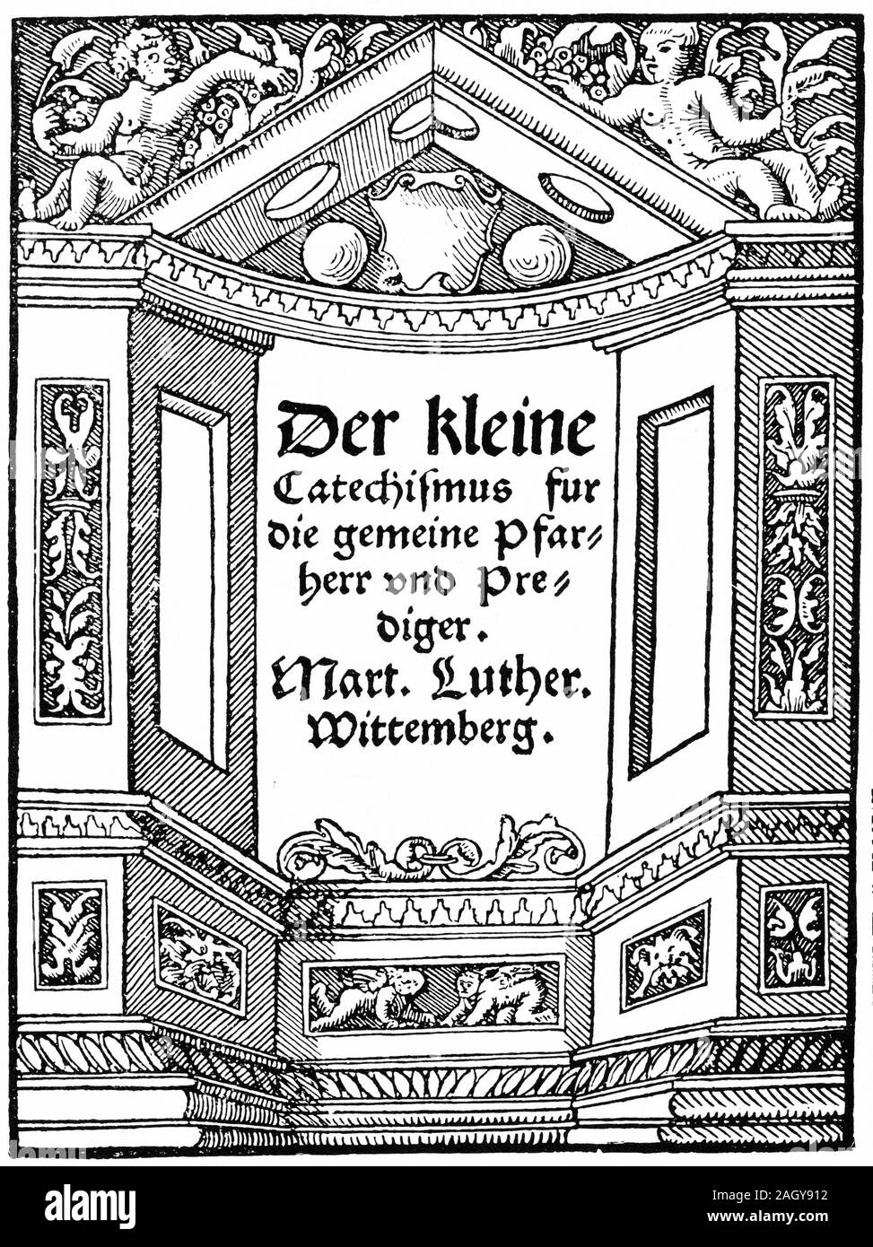 Page de titre de Martin Luther, petit catéchisme, conçu pour enseigner aux enfants, 1529 Banque D'Images