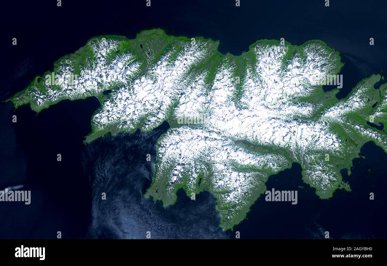 L'île Attu, la plus occidentale des îles Aléoutiennes de l'Alaska Banque D'Images