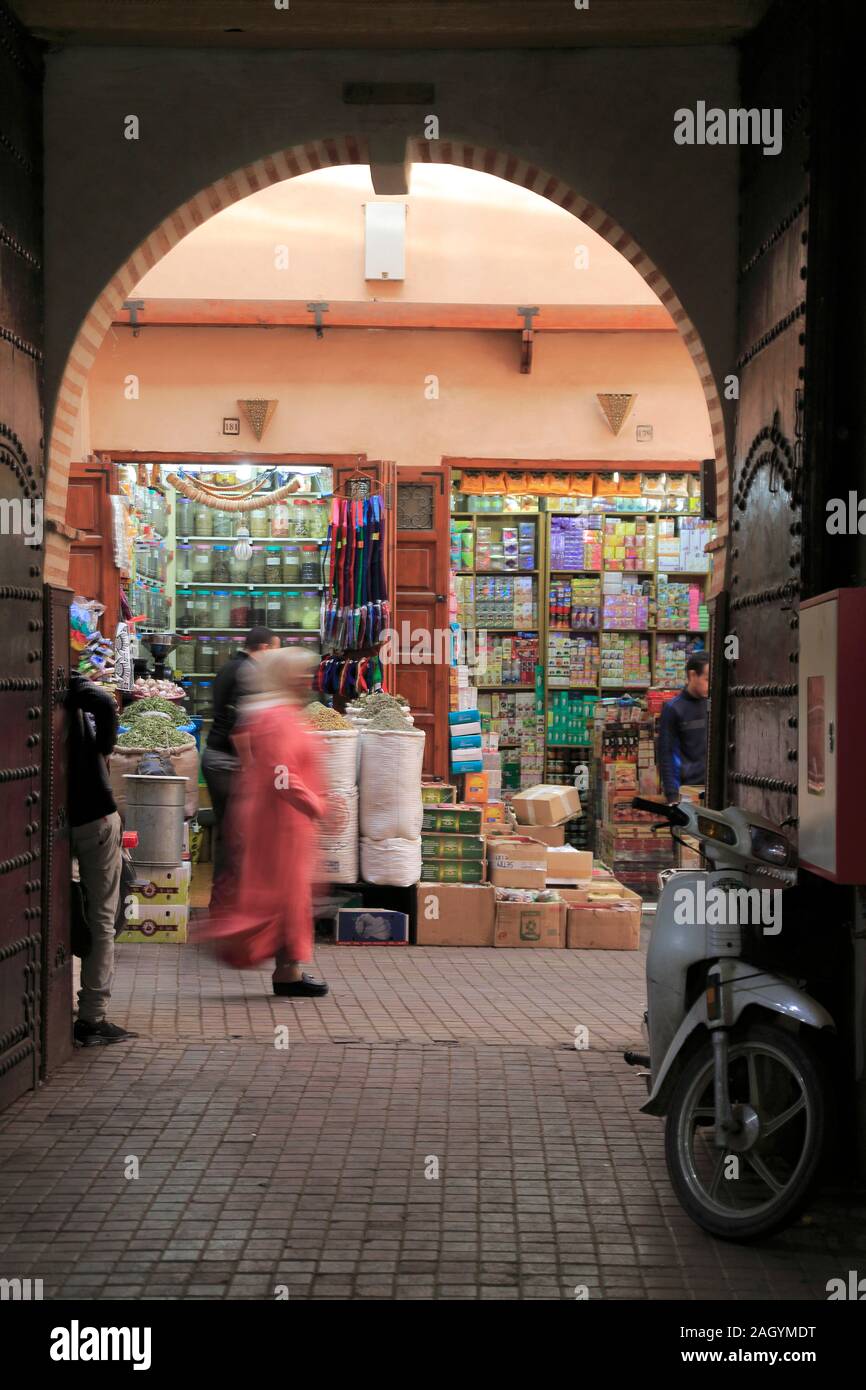 Marché, Souk, Mellah, ancien quartier juif, Marrakech, Marrakech, Maroc, Afrique du Nord Banque D'Images