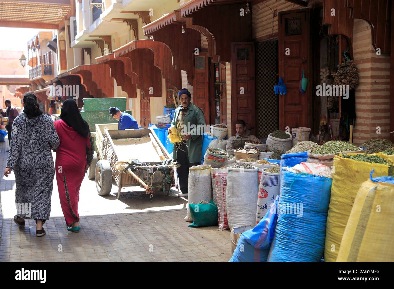 Marché aux épices, le Souk, Mellah, ancien quartier juif, Marrakech, Marrakech, Maroc, Afrique du Nord Banque D'Images