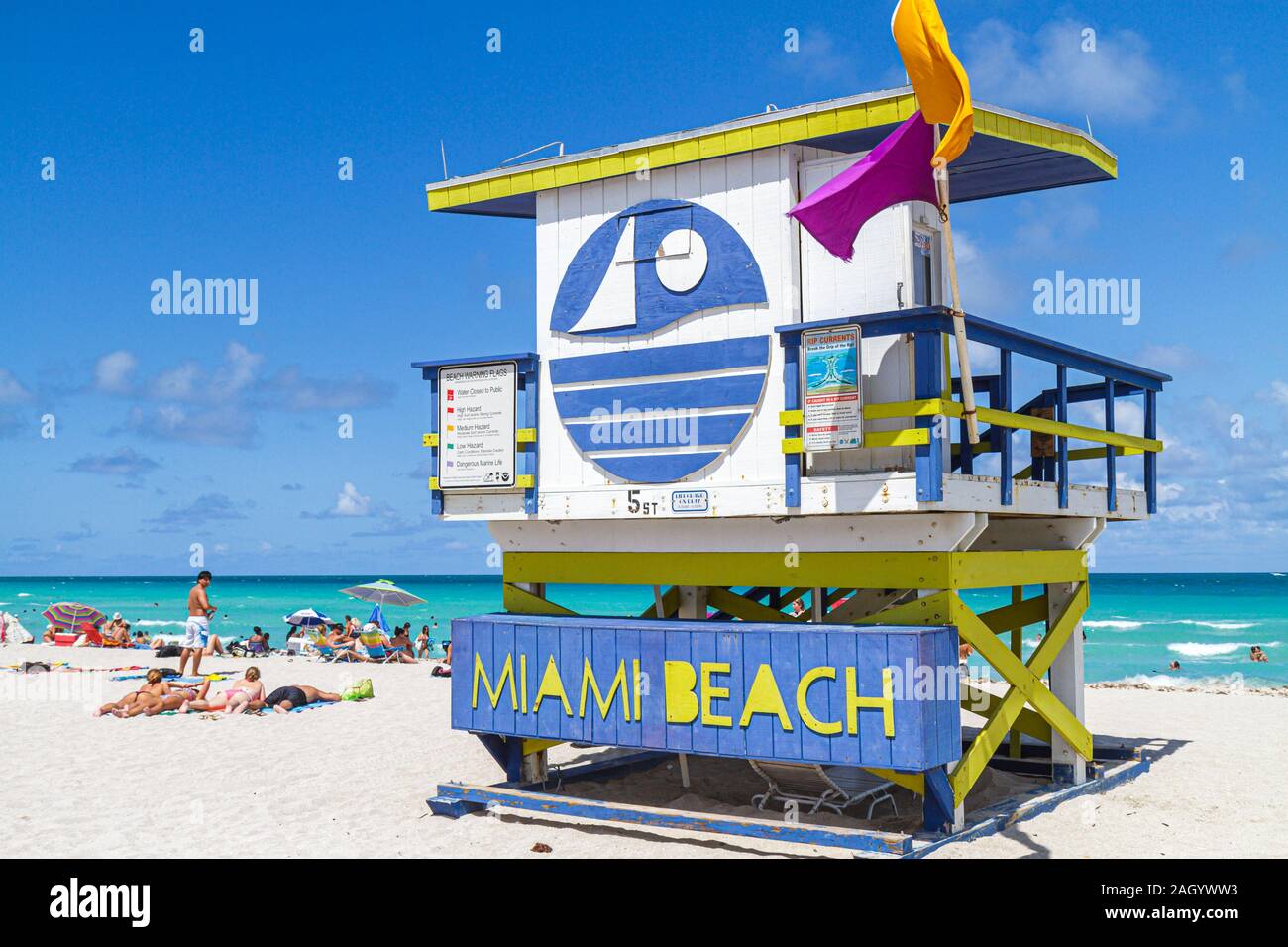 Miami Beach Floride, océan Atlantique, eau, station de secouriste, cabane, FL100526013 Banque D'Images