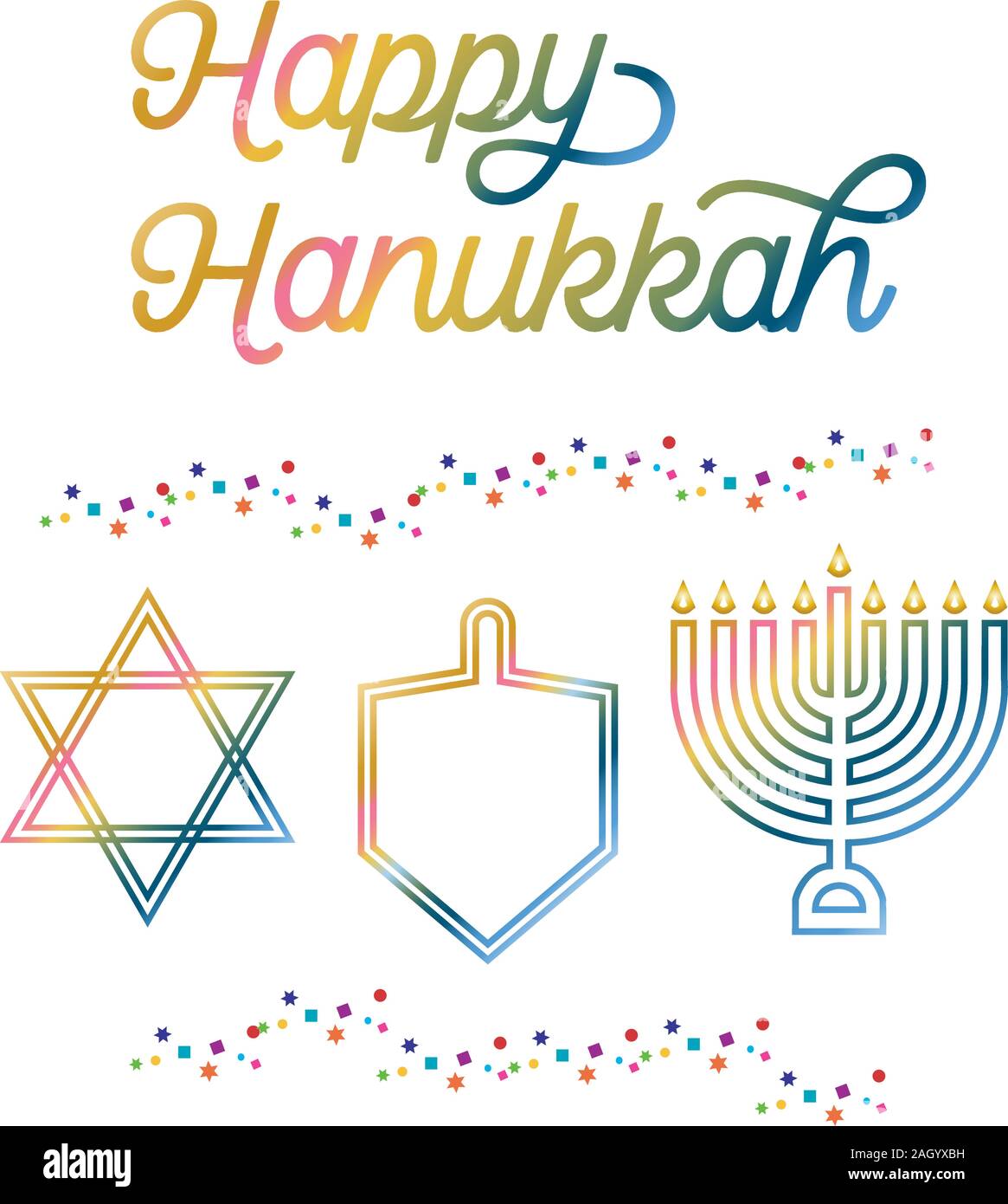 Vecteur coloré Hanukkah icônes et texte Illustration de Vecteur