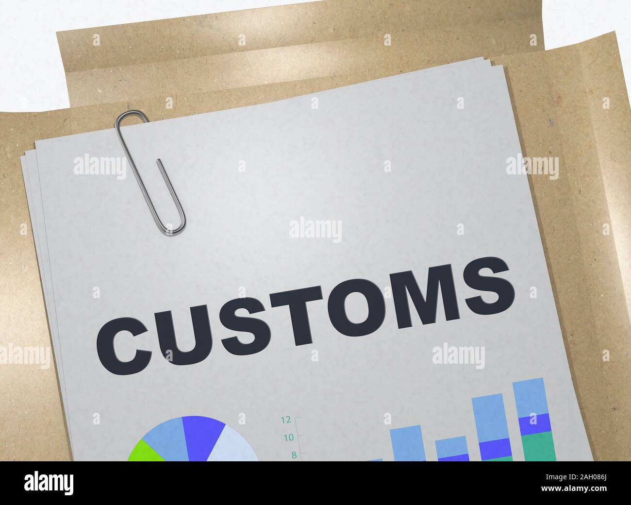 3D illustration de la douane titre sur business document Banque D'Images