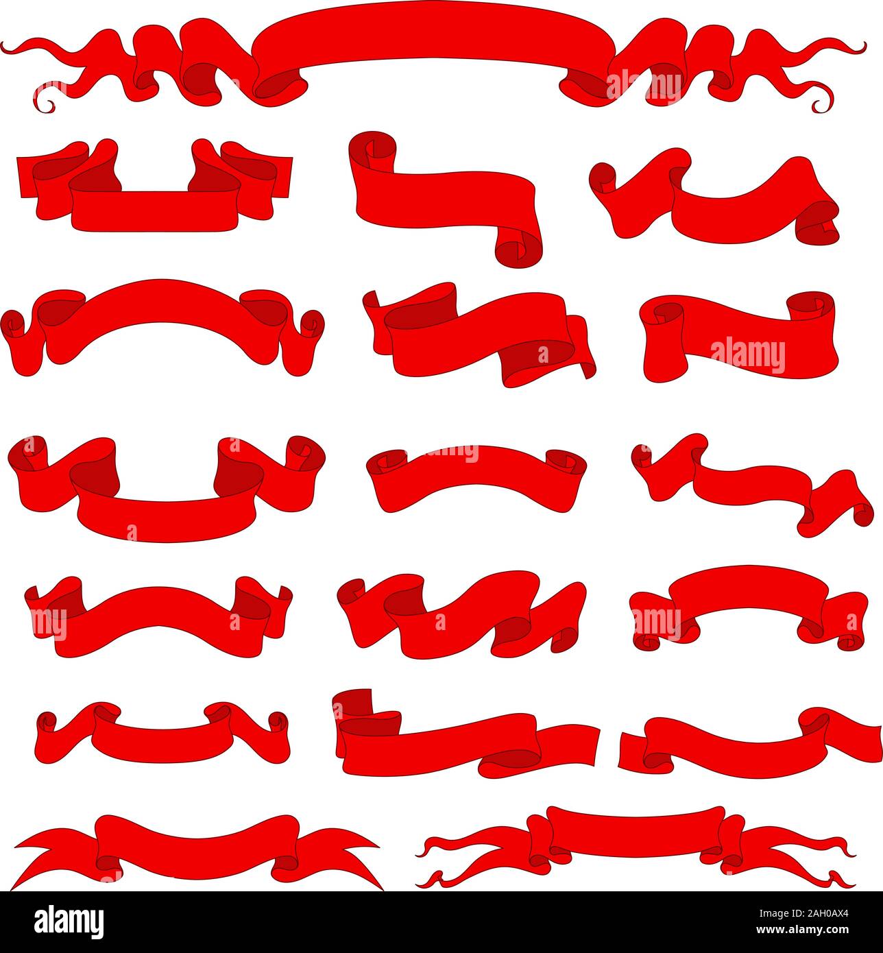 Ruban rouge Jeu de bannières Illustration de Vecteur