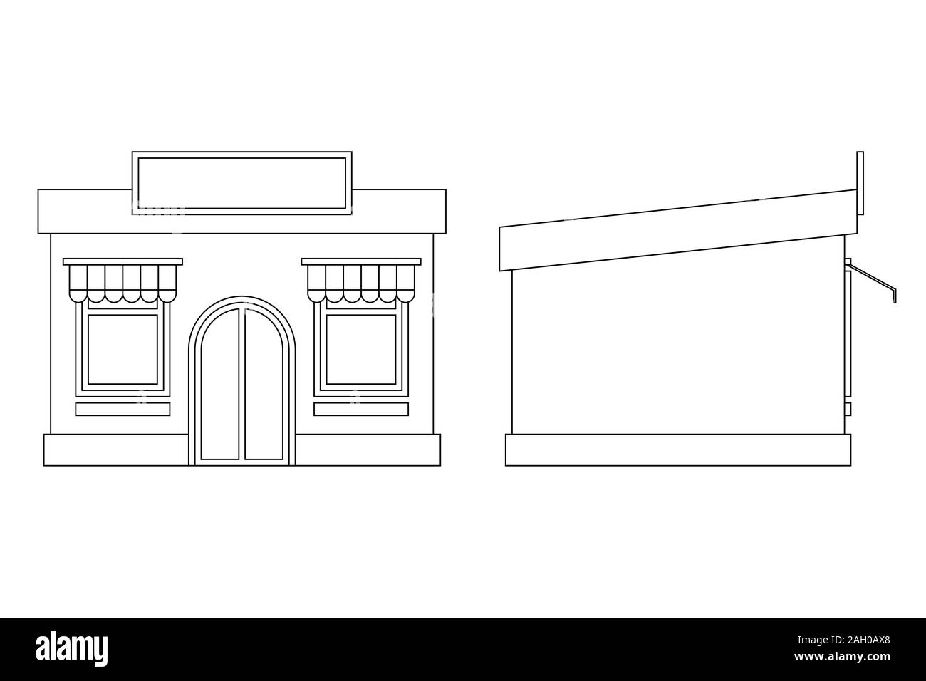 Petit bâtiment de l'atelier. Contours vector illustration Illustration de Vecteur