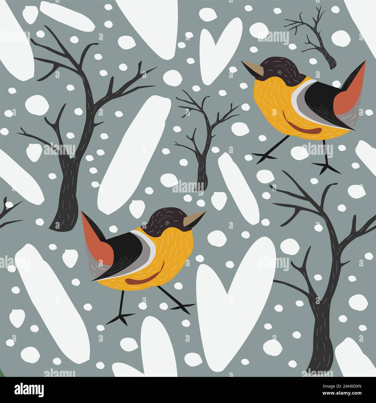 Modèle sans couture. L'hiver. Birdss, épinette, sapin, baies et d'arbres.Vector Illustration. Joyeux Noël/hiver Collection. Design moderne Illustration de Vecteur