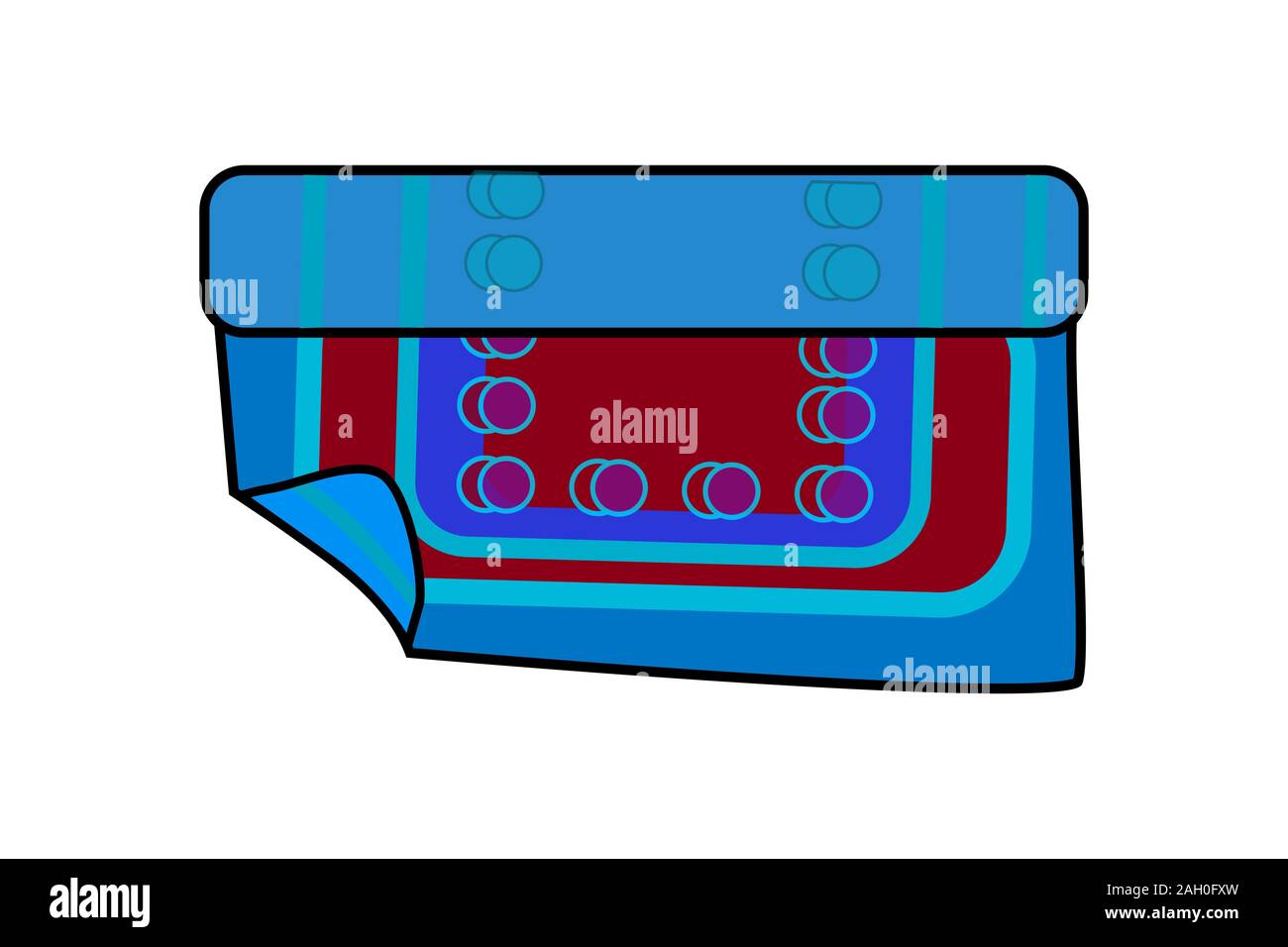 Icône tapis isolé sur fond blanc. Télévision cartoon, tapis rouleau couleur bleu avec motif cercles. Tapis de la vue avant de prix plancher. Vector Illustration de Vecteur