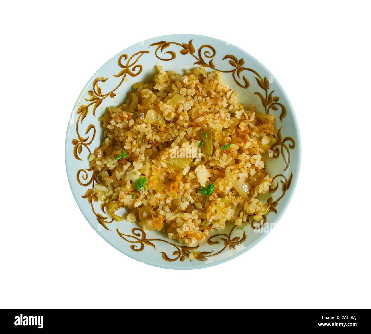 Le riz frit, une cuisine traditionnelle ghanéenne, un assortiment de ...