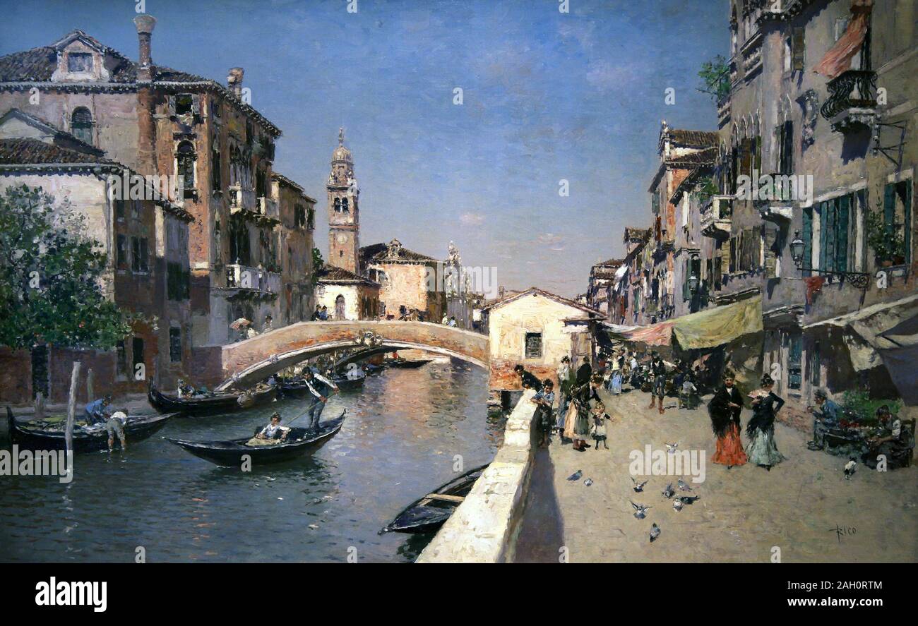 River San Lorenzo avec le campanile de San Giorgio dei Greci,Venise par Martín Rico y Ortega 1833 - 1908 Espagnol peintre de paysages et de paysages urbains. Banque D'Images