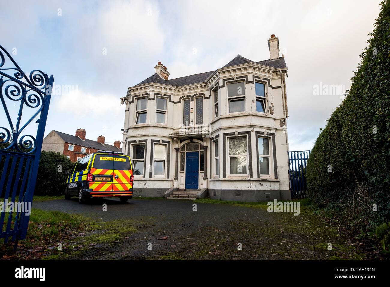 La scène au célèbre Kincora accueil dans l'est de Belfast, où les enfants ont été maltraités par le personnel dans les années 70, qui a été endommagé lors d'un incendie criminel. Banque D'Images