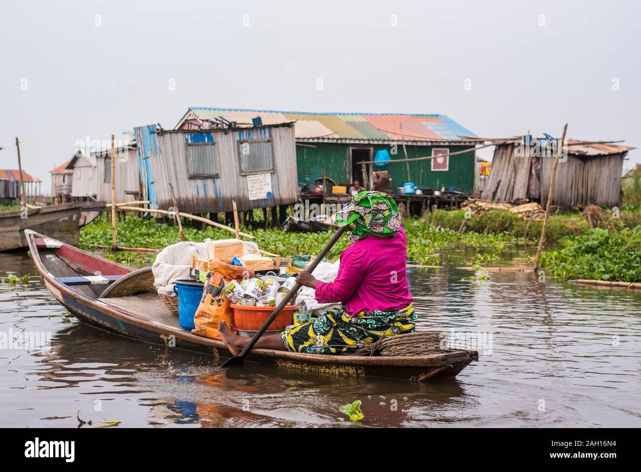 Le Bénin, Gamvie, village flottant Banque D'Images