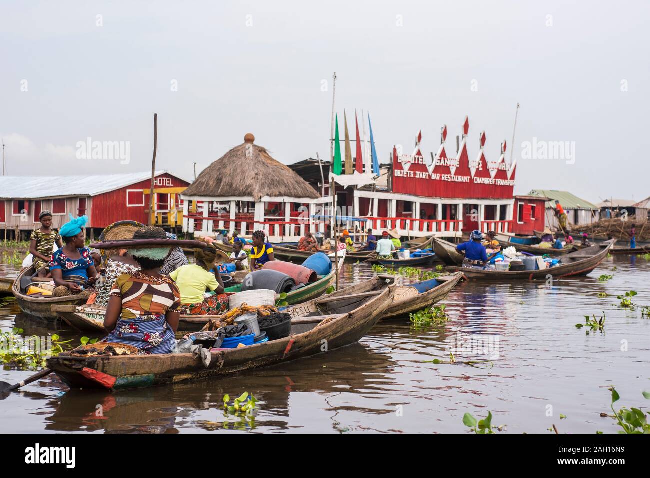 Le Bénin, Gamvie, village flottant Banque D'Images
