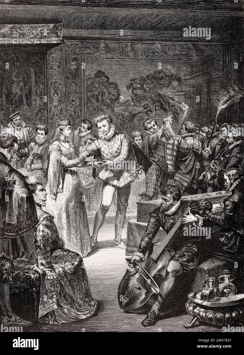 La danse de la torche, mariage de Johann Wilhelm III avec la Princesse avec Jakobea de Baden, 1585 Banque D'Images