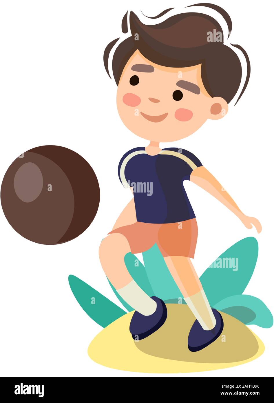 Cute little boy playing with ball. Les enfants d'été l'activité sportive, vector cartoon illustration, isolé sur fond blanc. Kid joue avec balle sur Illustration de Vecteur