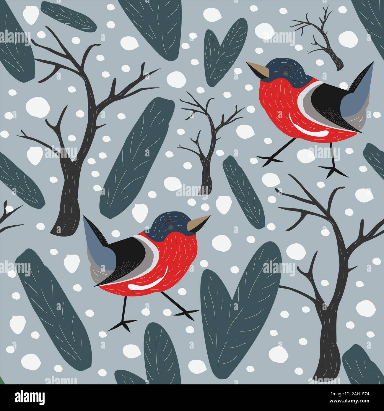 Modèle sans couture. L'hiver. Birdss, épinette, sapin, baies et d'arbres.Vector Illustration. Joyeux Noël/hiver Collection. Design moderne Illustration de Vecteur