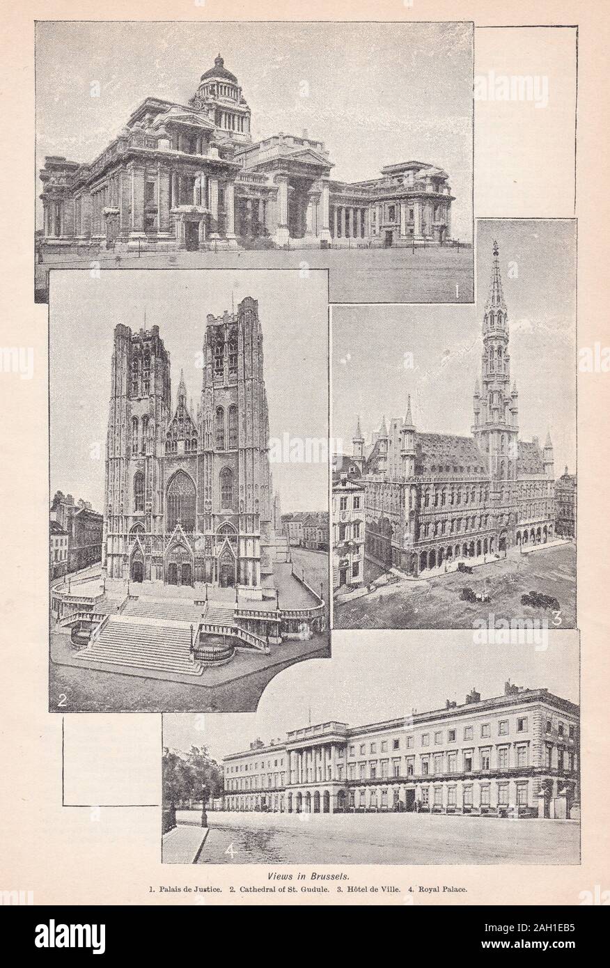 Vintage photos noir et blanc de vues à Bruxelles Banque D'Images