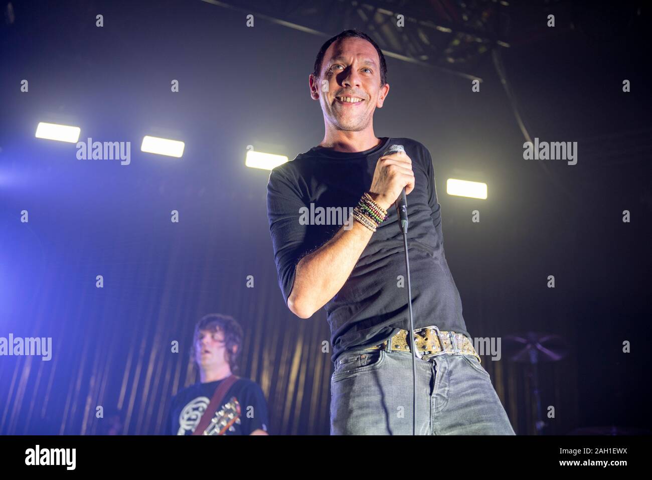 Manchester, UK. 21 décembre 2019. Rick Witter, Paul Banks, Tom Gladwin, Joe Johnson et Alan Leach de la bande faire sept au O2 de Manchester Victoria Warehouse sur leur Shedcember annuelle tournée britannique, Manchester 2019-12-21 . Crédit : Gary Mather/Alamy Live News Banque D'Images