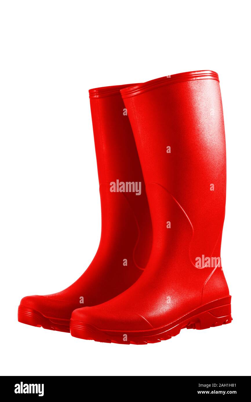 Paire de bottes d'rubberred isolated on white Banque D'Images