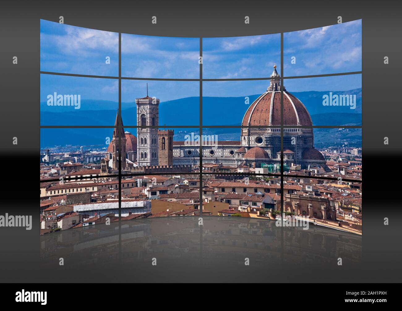 Voir à partir de la Piazzale Michelangelo pour la vieille ville de Florence, Toscane, Italie centrale, Italie, Europe Banque D'Images