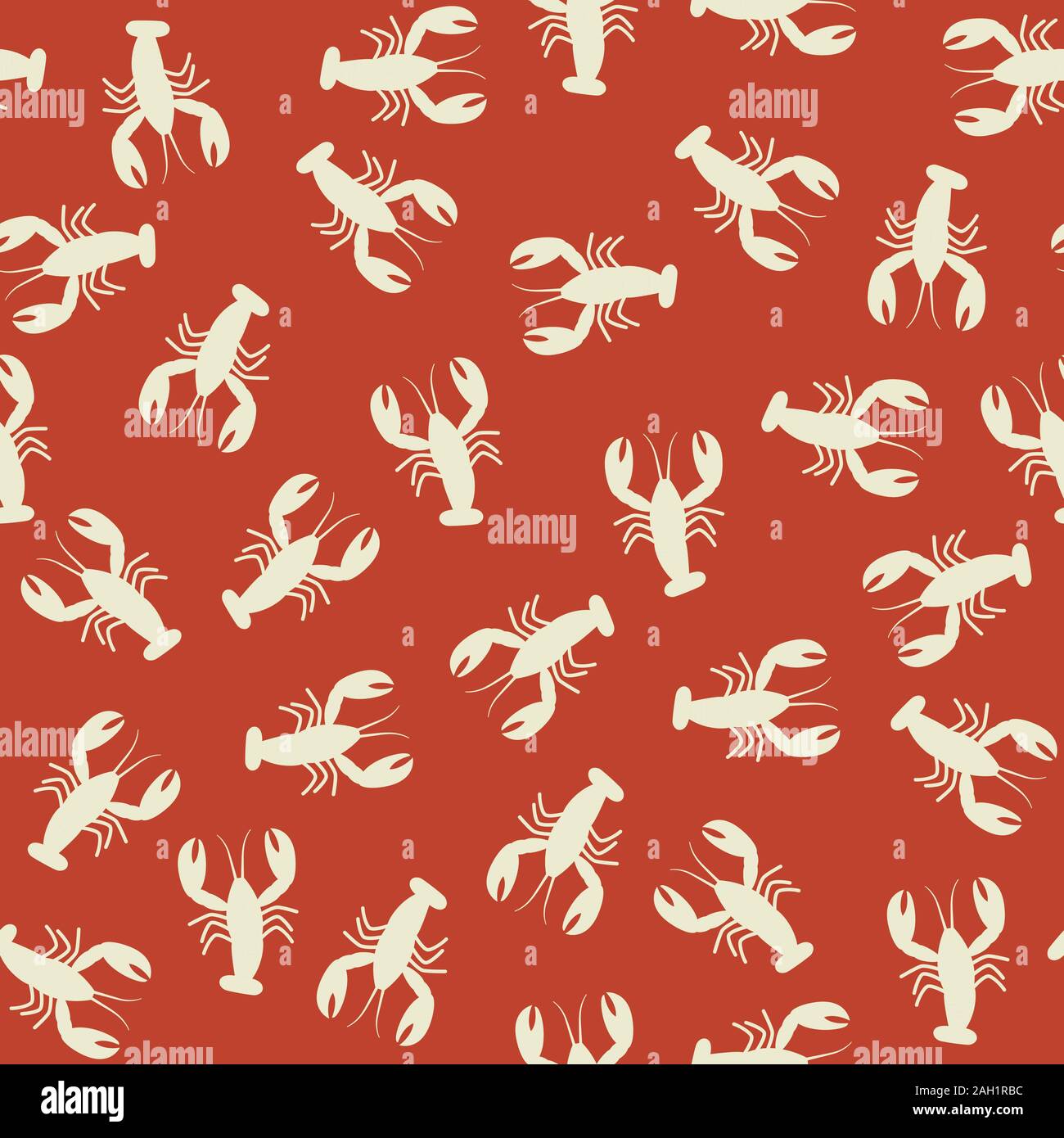 Modèle sans couture. langouste Télévision illustration de homards blanc sur fond rouge. Illustration de Vecteur