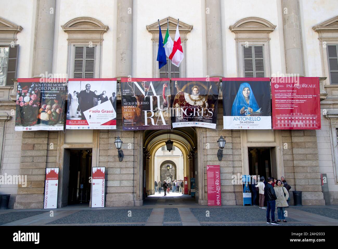 21 mars 2019 Milan Italie:Palais Royal de Milan, situé dans la place du Duomo,accueil aux expositions . Banque D'Images