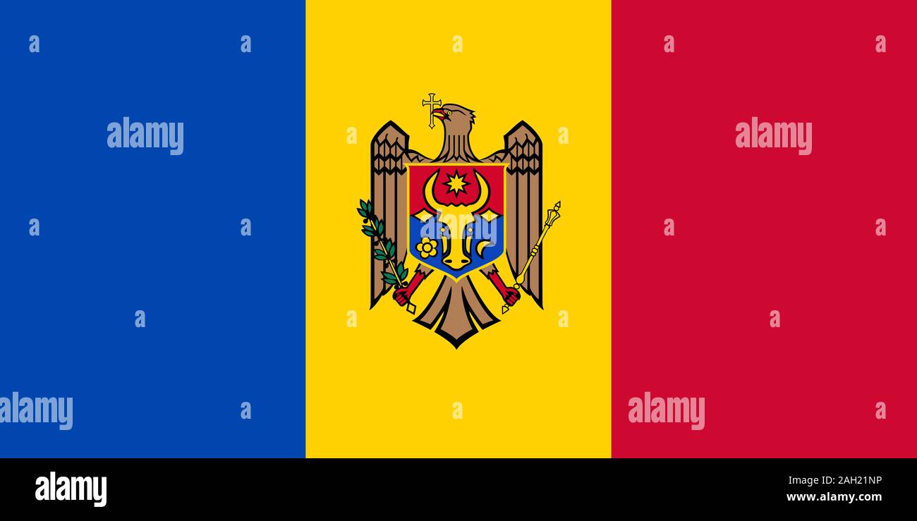 Grande télévision officielle drapeau de la Moldavie l'horizontale Banque D'Images